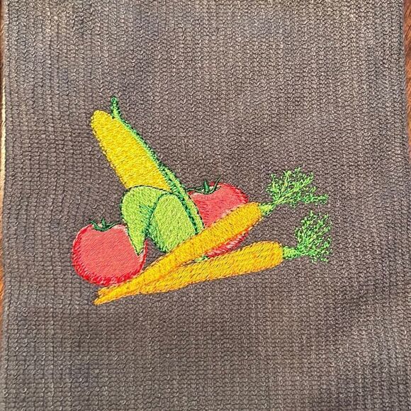 Set of 2 (18” by 16”) Custom Gray and White Farmer’s Market2 Embroidered Barmops - Picture 4 of 6